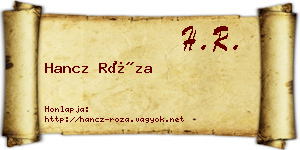 Hancz Róza névjegykártya